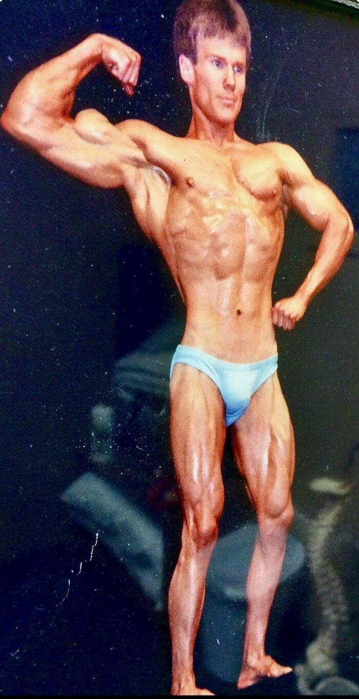Dr. Dave Waring competing in bodybuilding